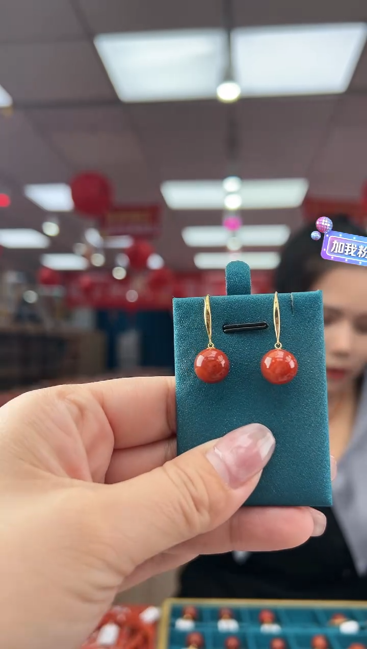 【闪购商品】南红玛瑙耳钩18K金镶嵌多样发其一/10/