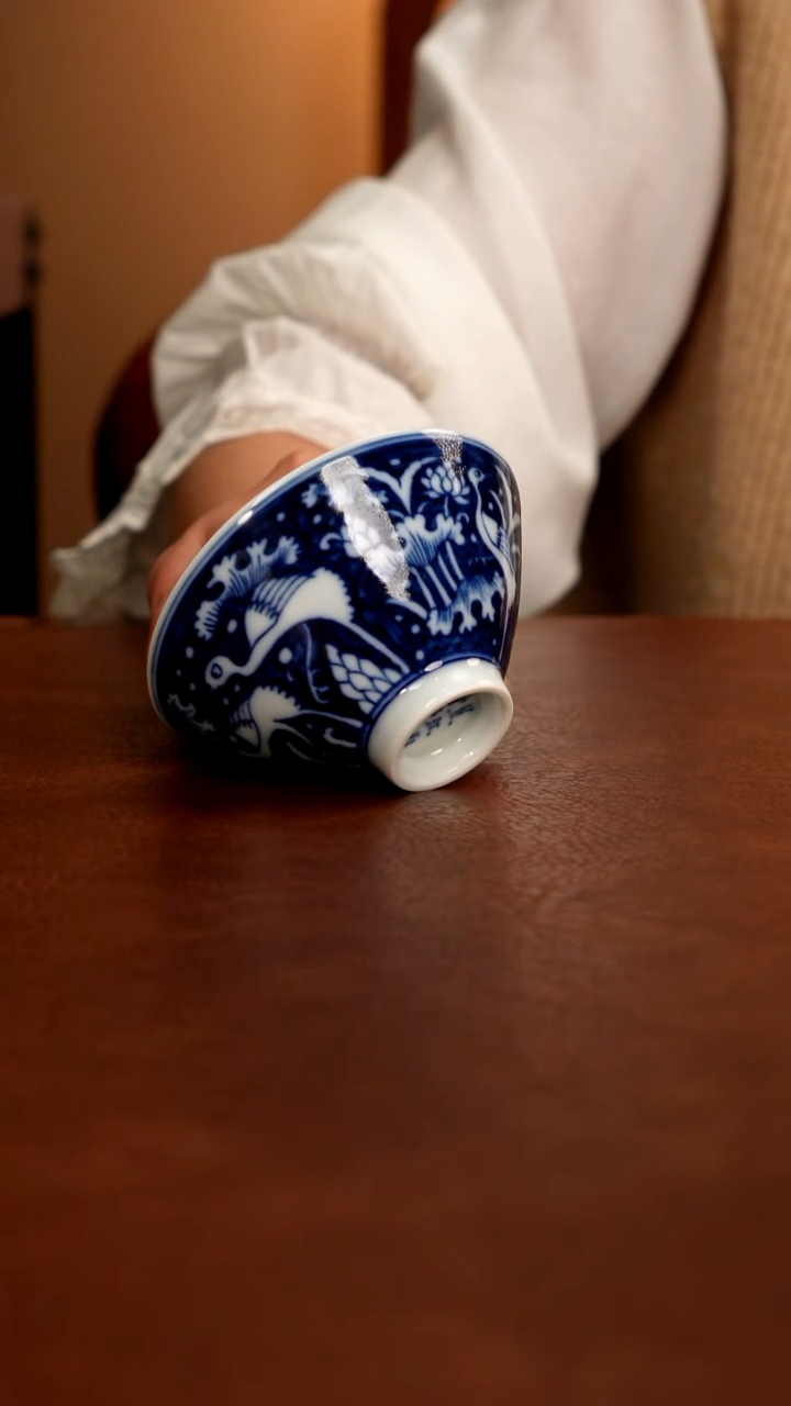 摆件陶景德镇瓷器，青花瓷手绘茶具~