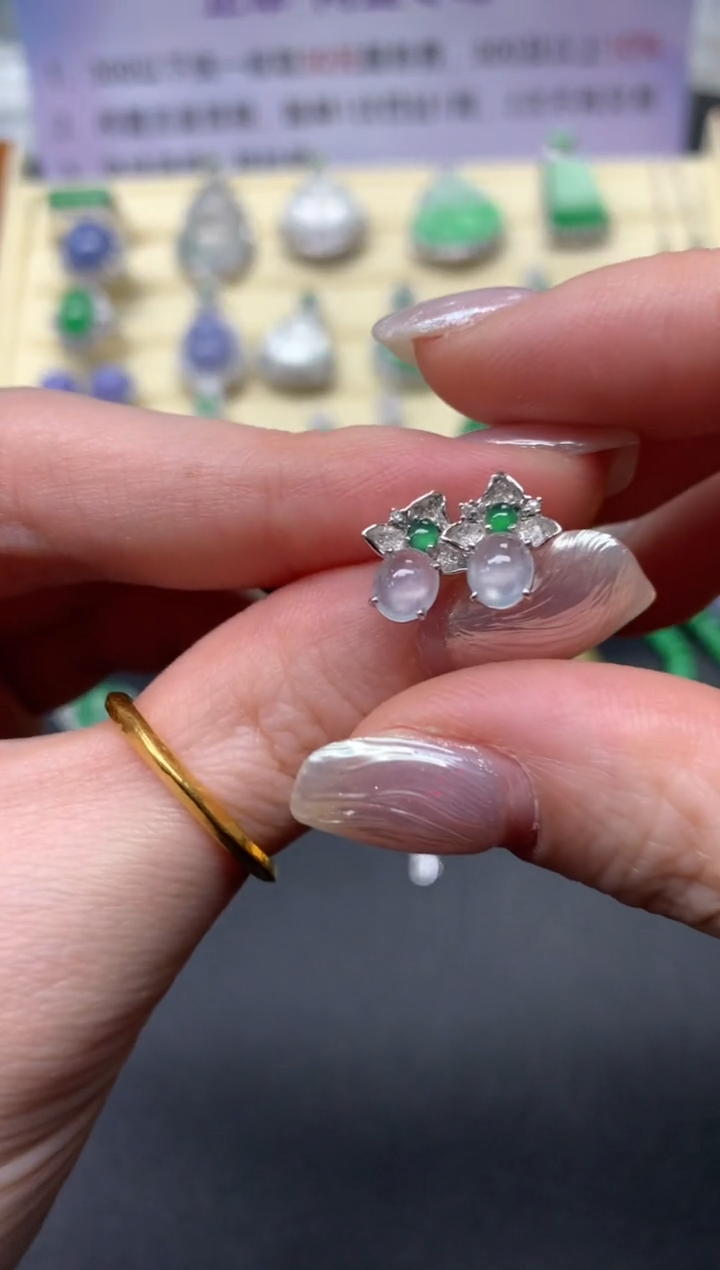 【闪购商品】翡翠耳饰18K金镶嵌耳饰|1200+120