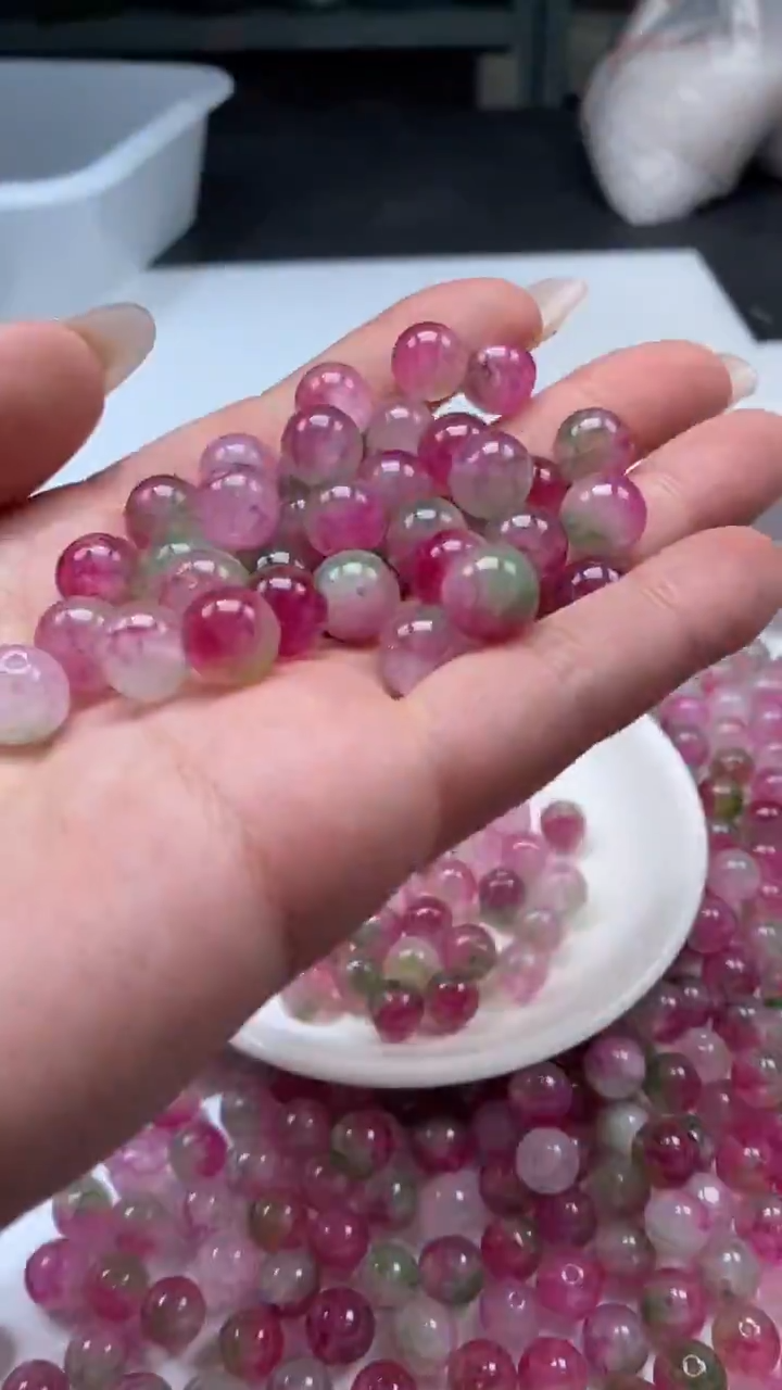 颈饰未镶嵌水晶W1780西瓜碧玺10mm*10颗