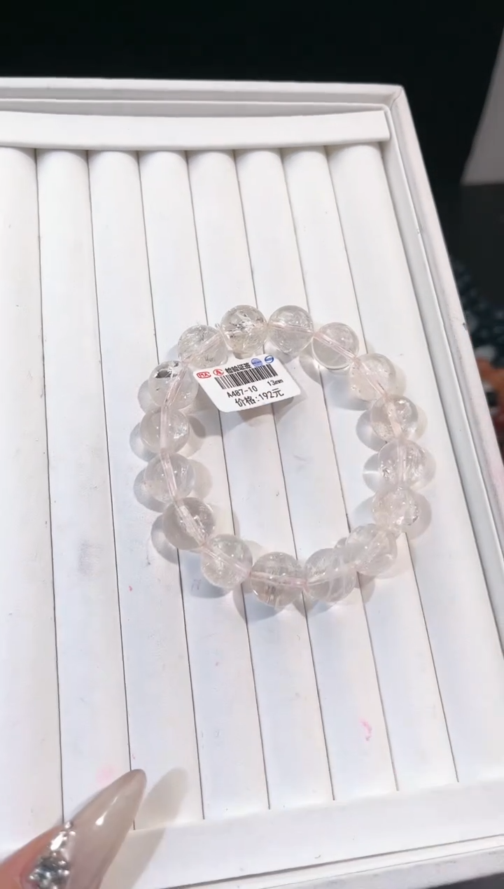 【闪购商品】水晶手链未镶嵌多样性发一白胶花13mm