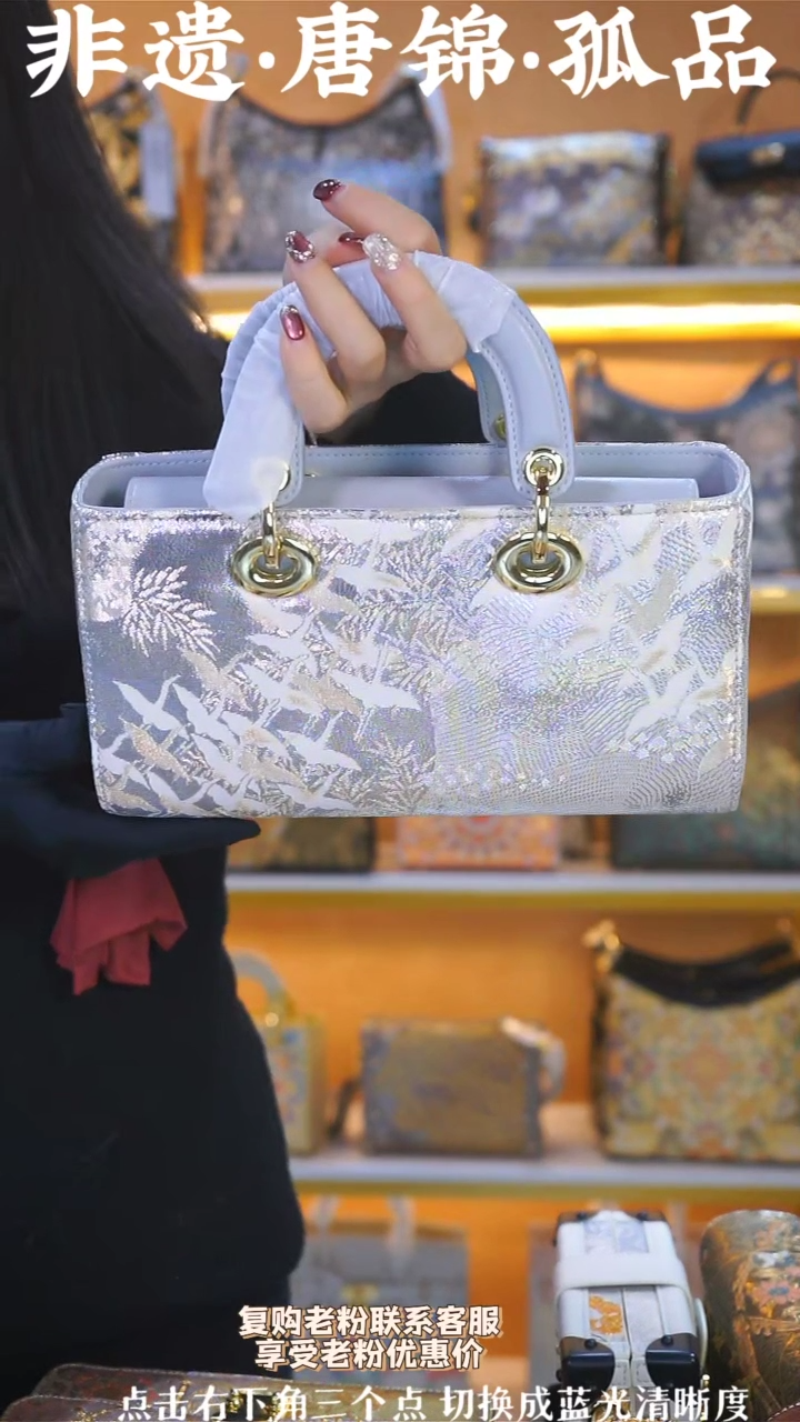 【闪购商品】织绣（93号）真丝织锦 横戴 浅灰 千鹤齐飞