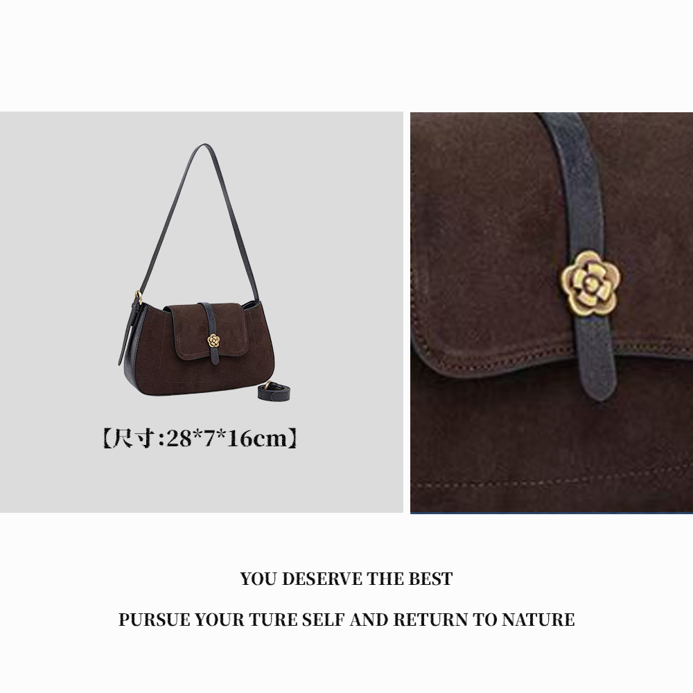 【特特甄选】QYX-6088-1-巧克力单肩包网红腋下时尚真皮小众百搭