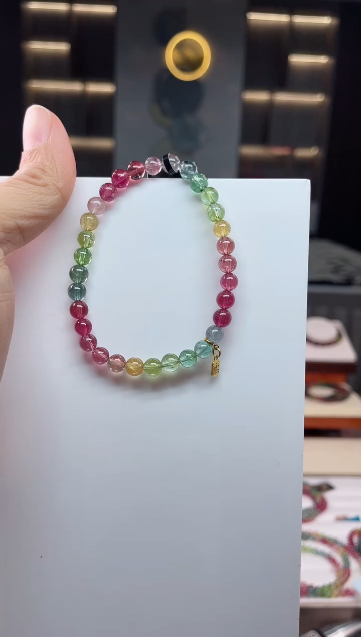 未镶嵌老矿碧玺单圈手串5mm+碧玺（多样性发一条）Q