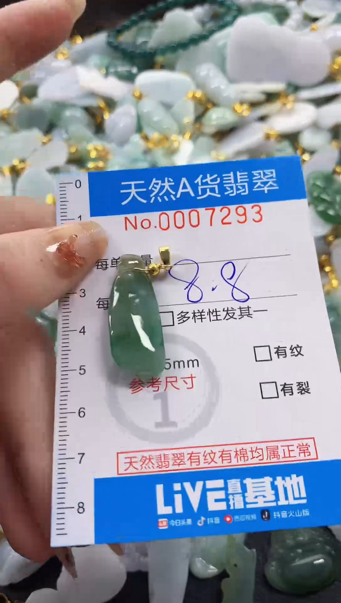 颈饰未镶嵌翡翠净货挂件-7293