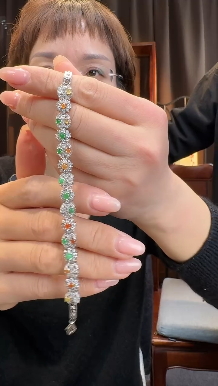 【闪购商品】翡翠手链银S925镶嵌手链