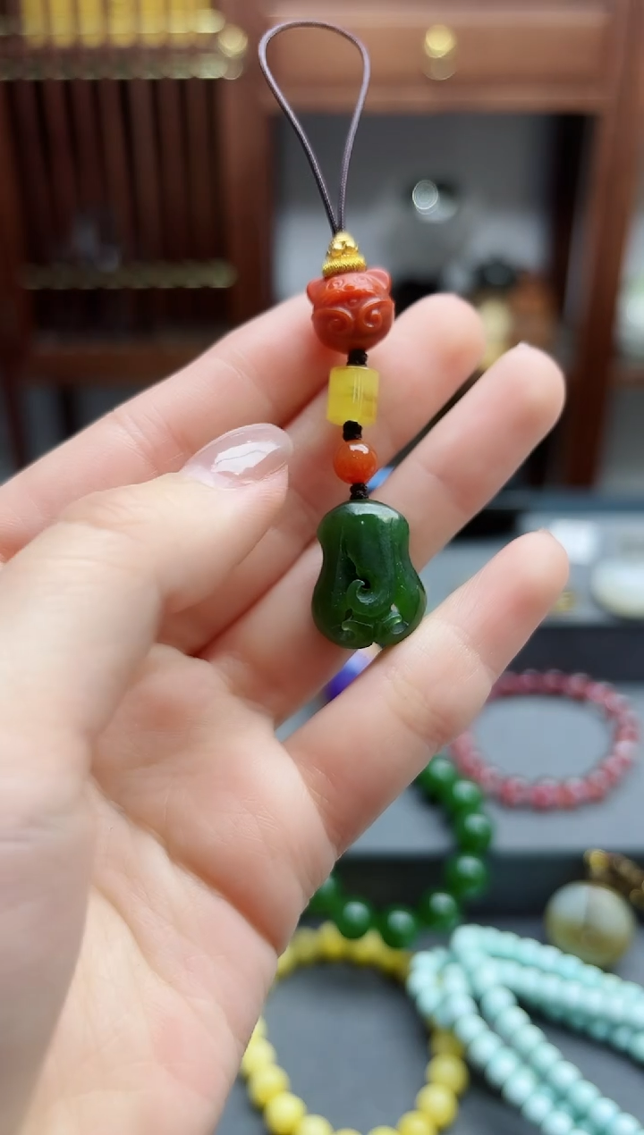 【闪购商品】和田玉颈饰未镶嵌碧玉多宝挂件WY