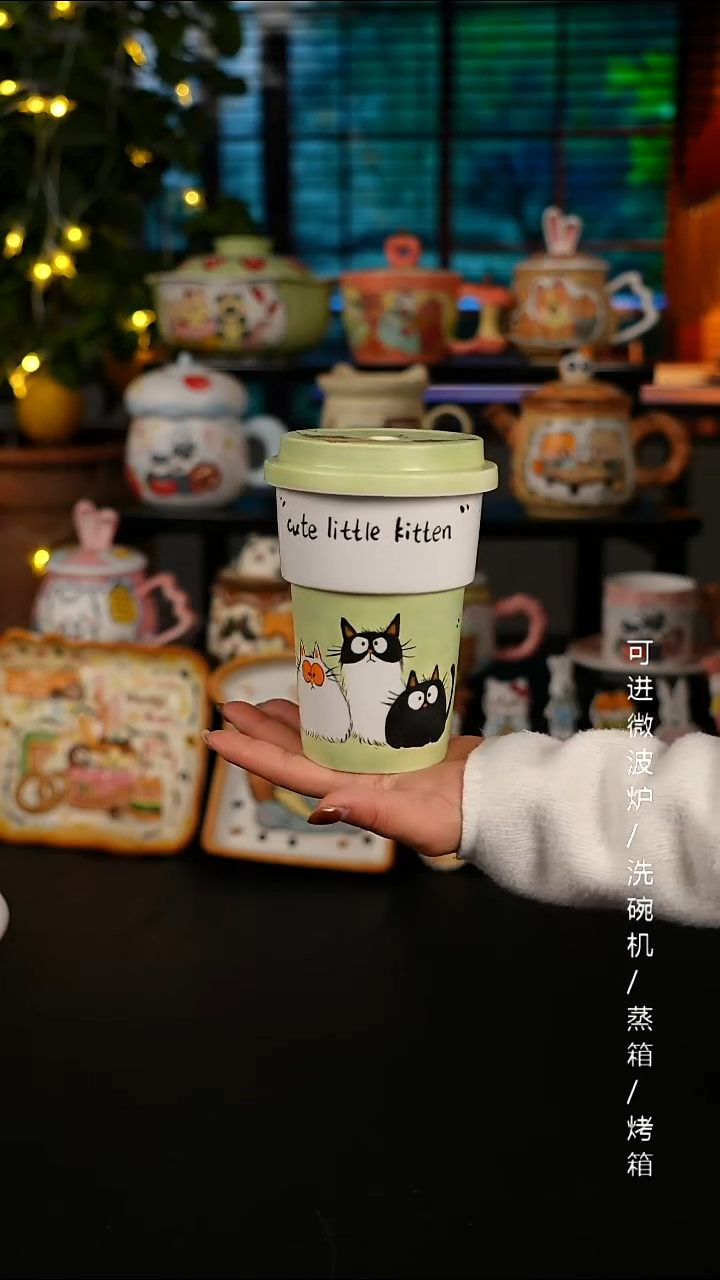 陶瓷无盖款景德镇高温釉下彩纯手绘创意瓷