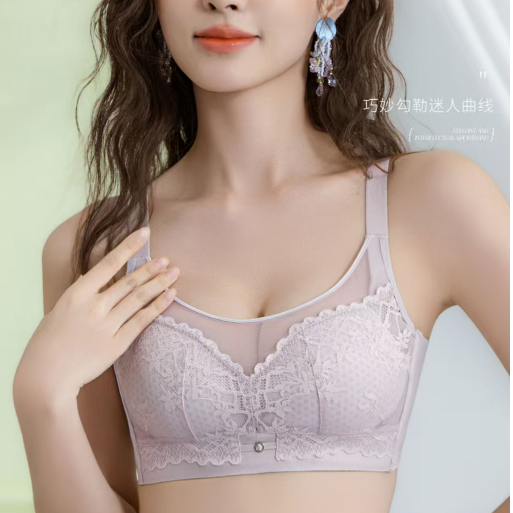 夏季防走光抹胸款性感蕾丝大胸显小舒适透气无磁无钢圈内衣6697