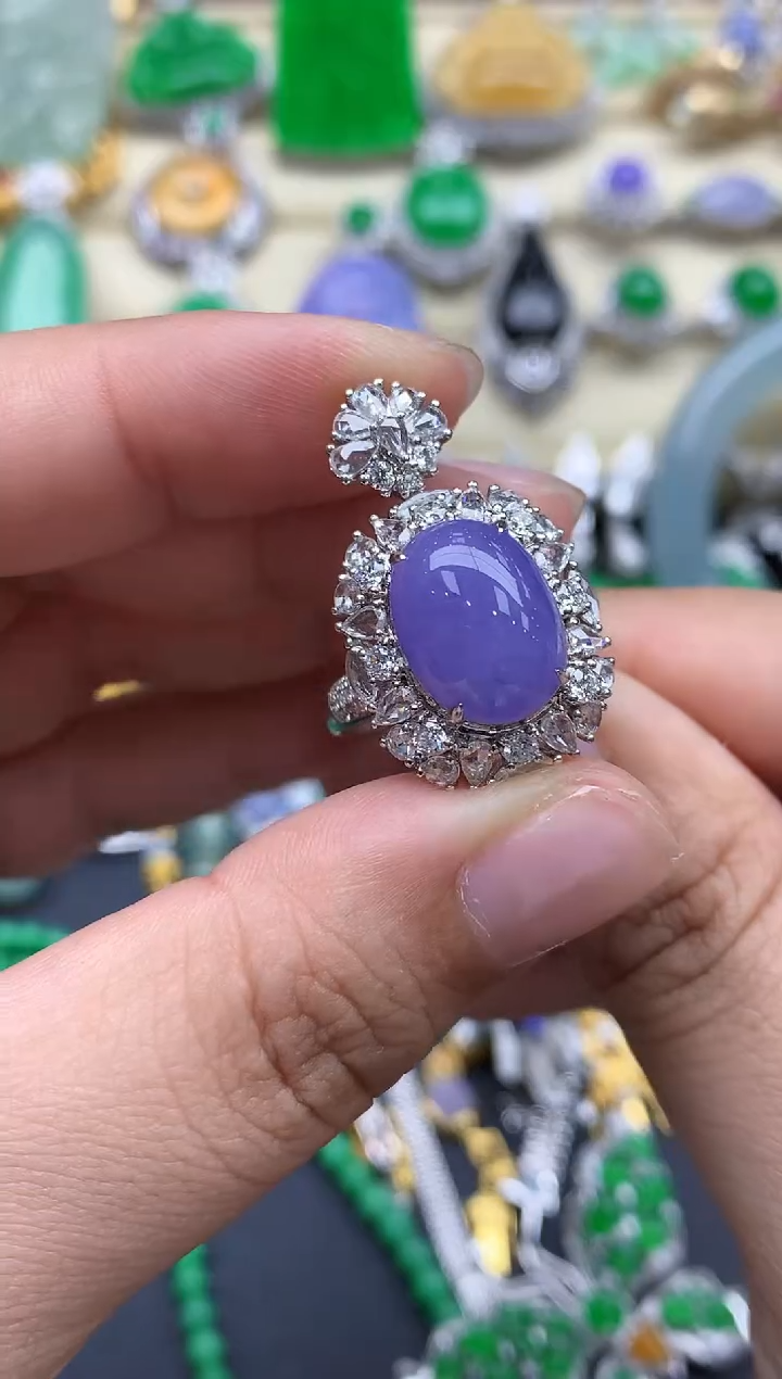 翡翠戒指18K金镶嵌681-春日珠宝