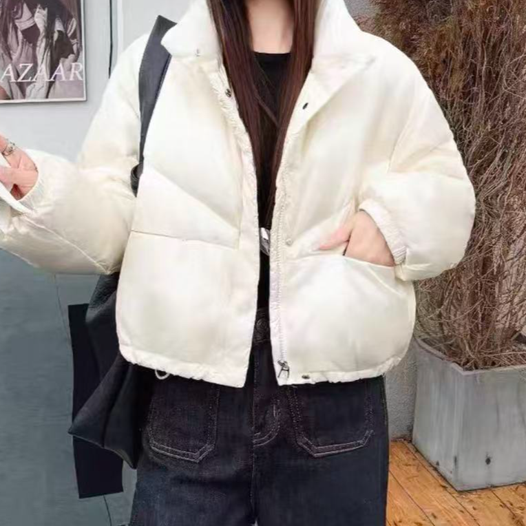 【艾萱萱】89112款冬季设计感小个子保暖面包服加厚短外套 约50