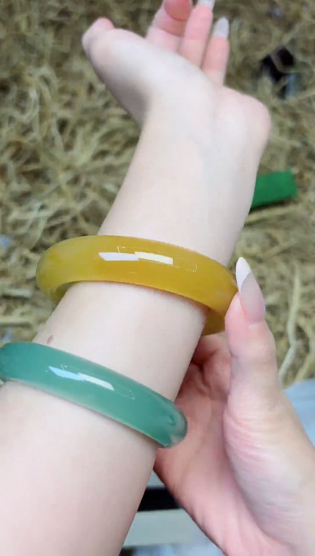 未镶嵌手镯石英质玉2455黄龙61