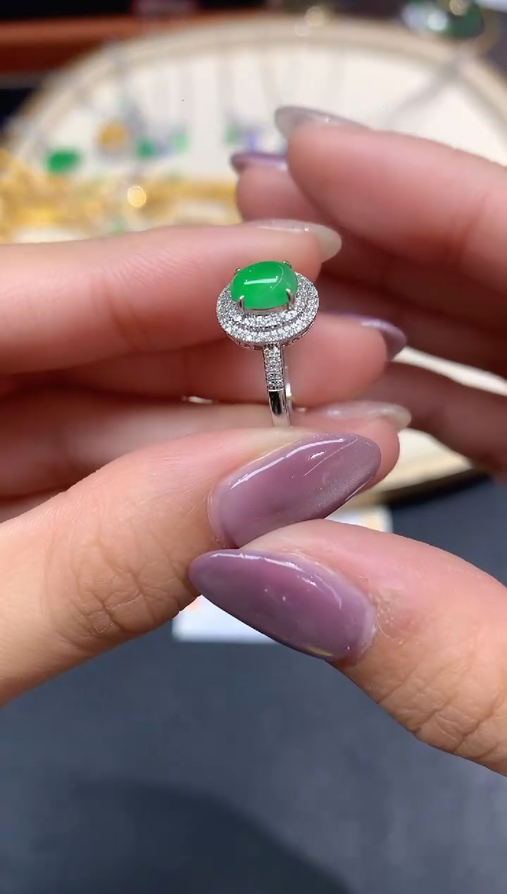 18K金镶嵌戒指翡翠戒指A550|2980