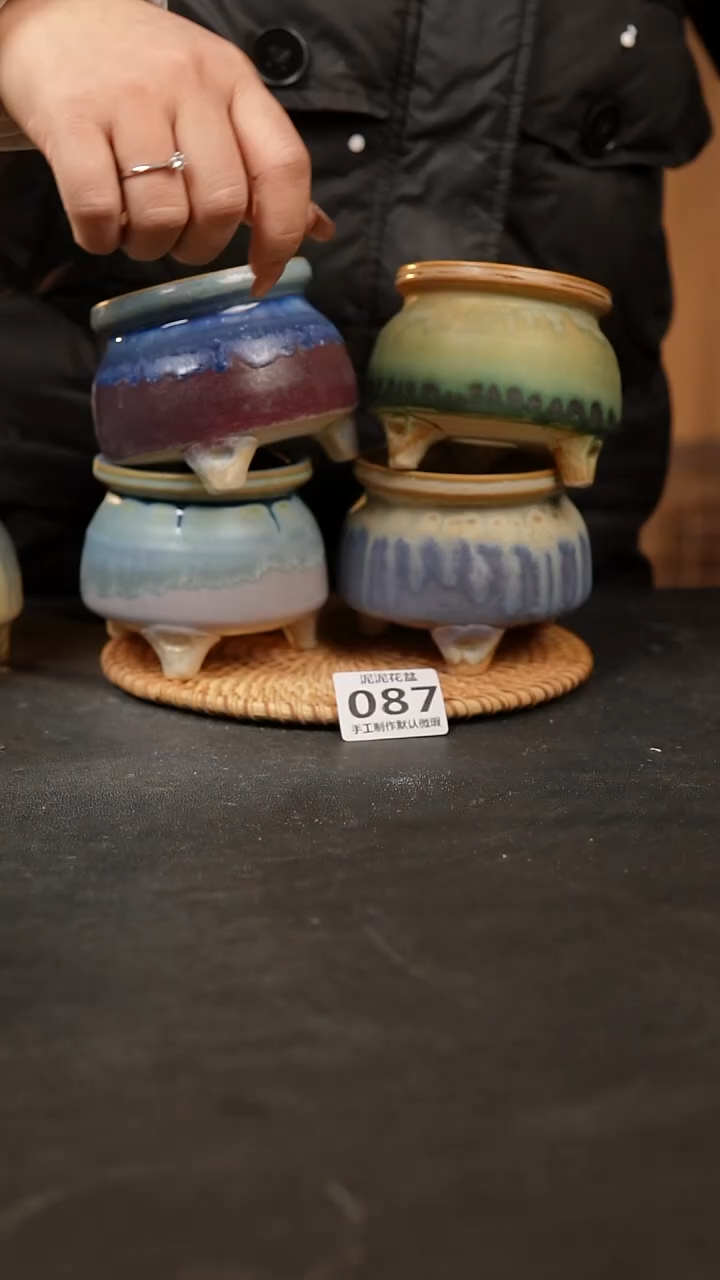 【闪购商品】瓷片087泥泥手工花盆口7-8