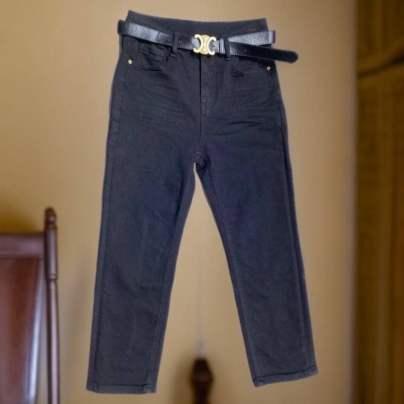 高腰微弹黑色烟管裤牛仔裤232