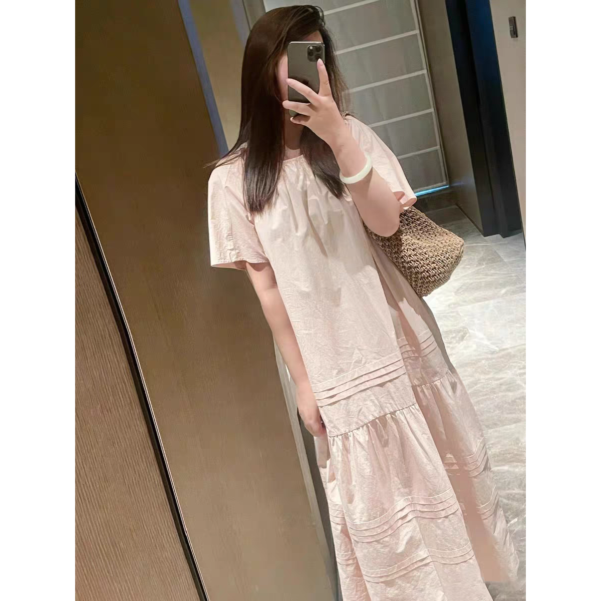 法国Rixo Kelly显瘦短袖连衣裙宽松减龄长裙小个子气质度假慵懒风