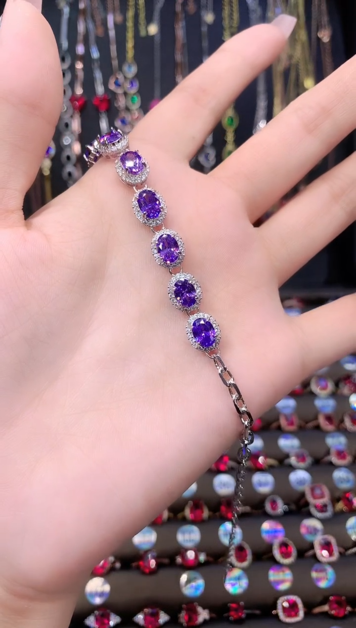 水晶手链银S925镶嵌银色