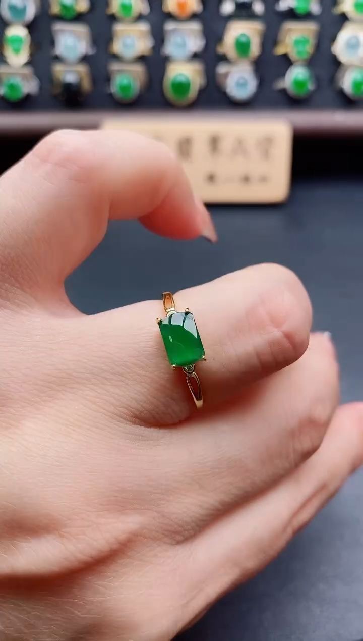 银S925镶嵌戒指翡翠1