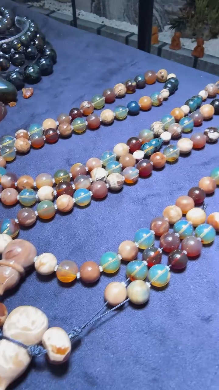 【闪购商品】琥珀颈饰未镶嵌9mm+马漂亮自留多宝斜挎链108珠