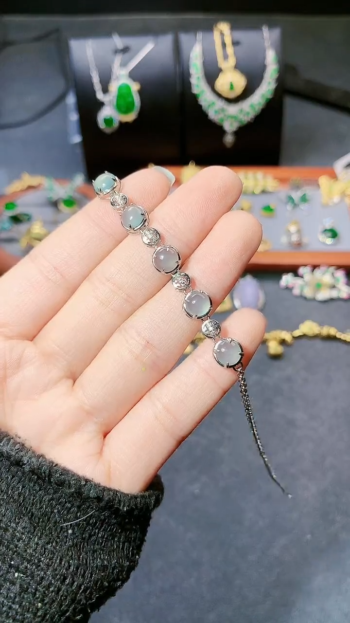 【闪购商品】翡翠手链银S925镶嵌手链