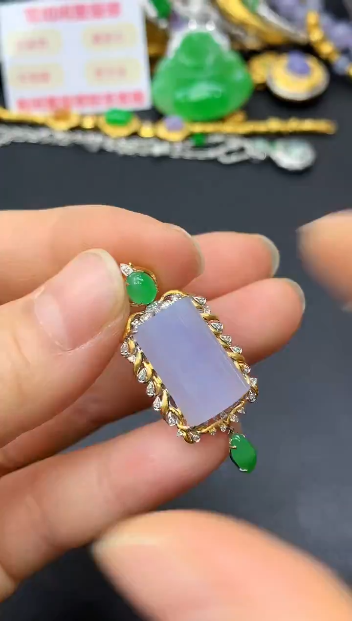 颈饰18K金镶嵌翡翠162-中国好珍宝