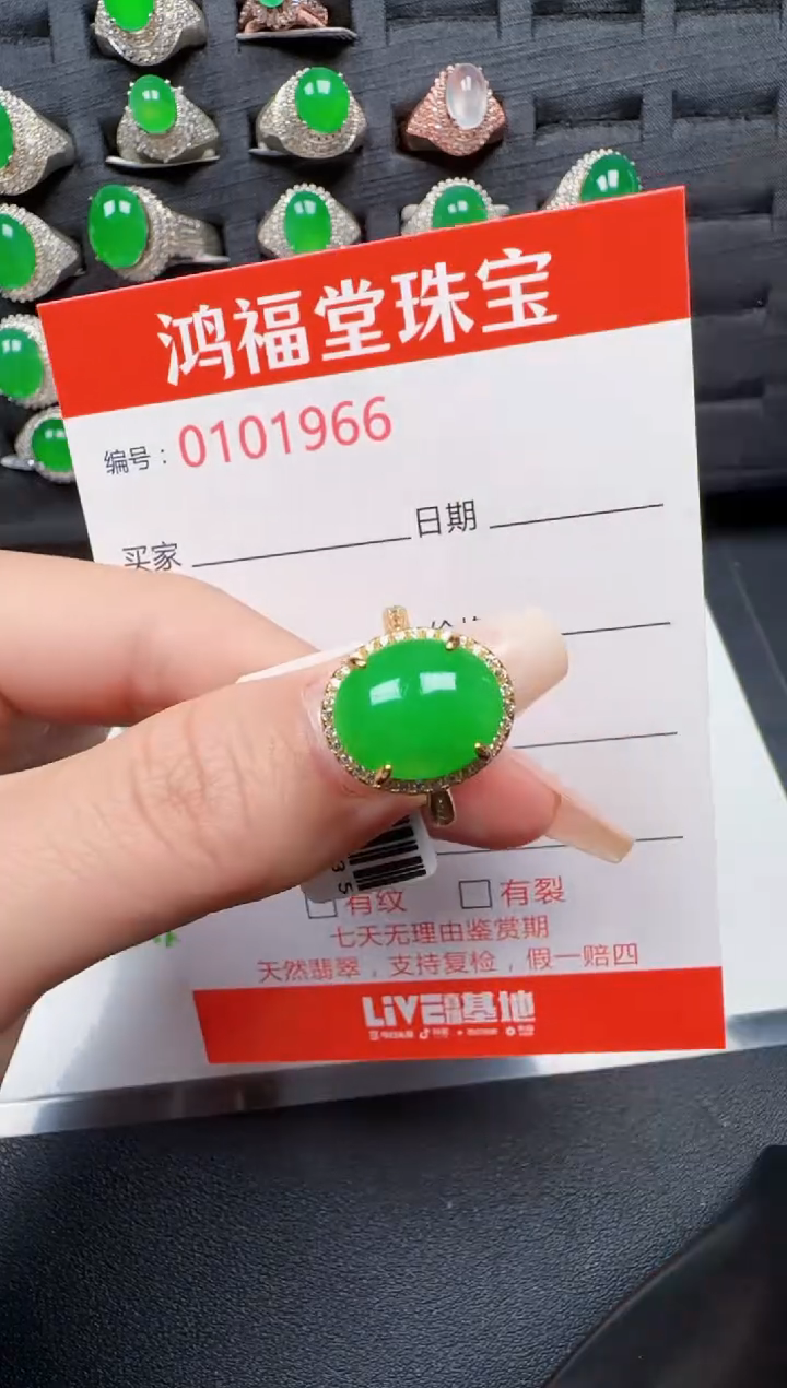 【闪购商品】翡翠戒指银S925镶嵌1966