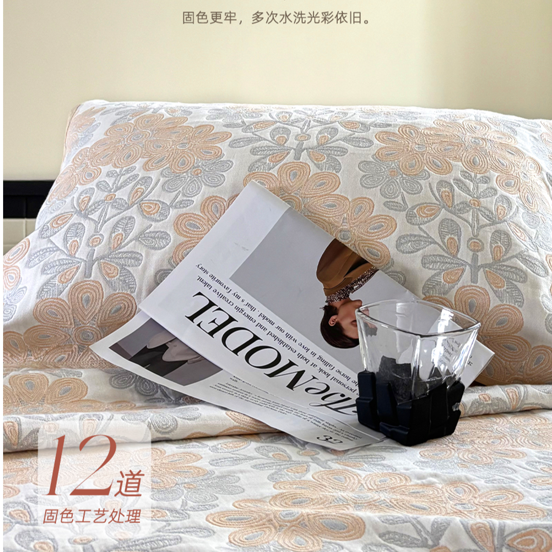 雅赞【多尺寸可选】六层纱布精梳棉纱布软席立体色织吸湿透气排汗