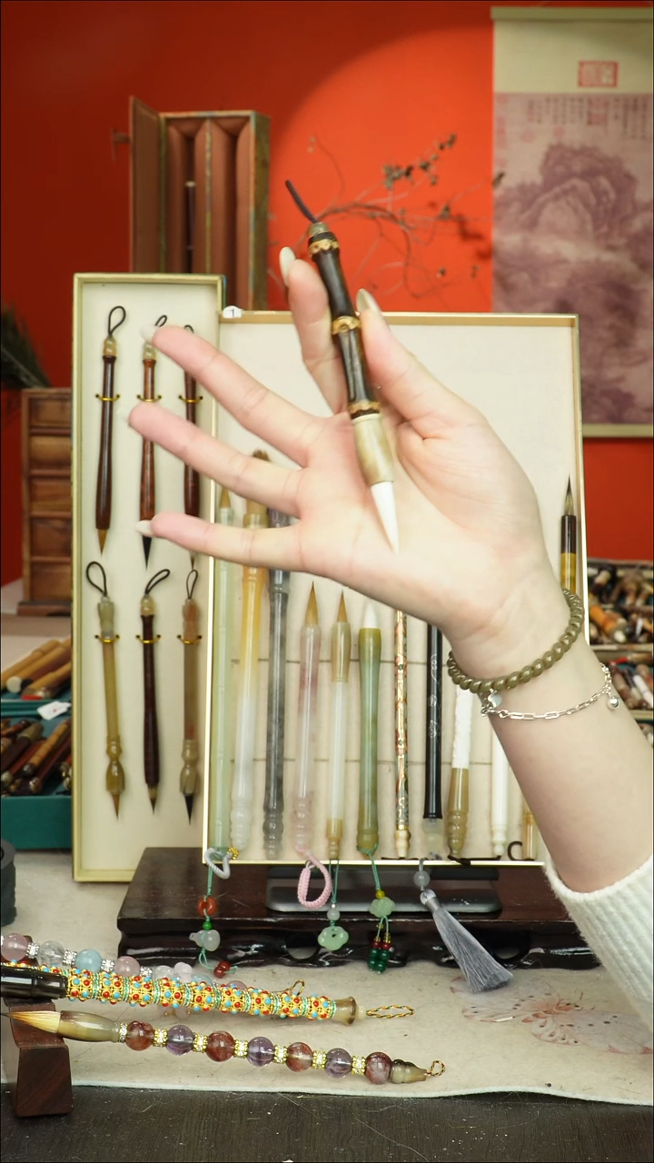 2号闪孤品高货毛笔链接 清水试笔 蘸墨不退