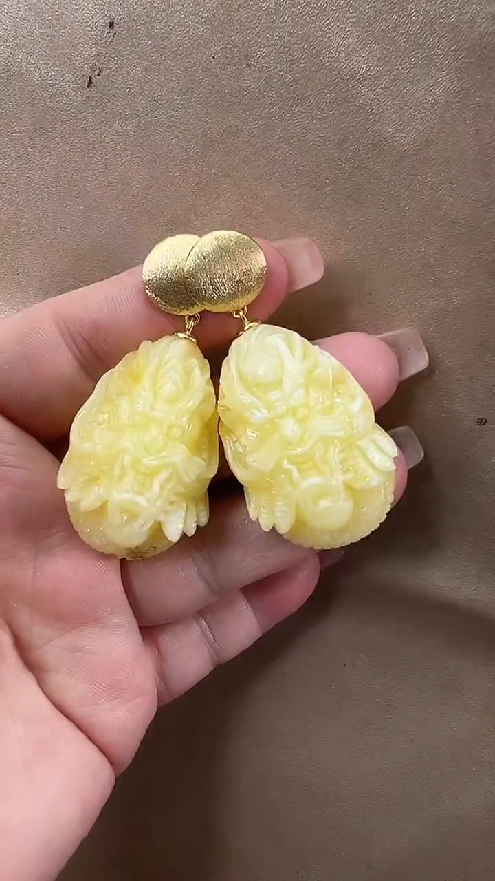 琥珀颈饰未镶嵌耳环