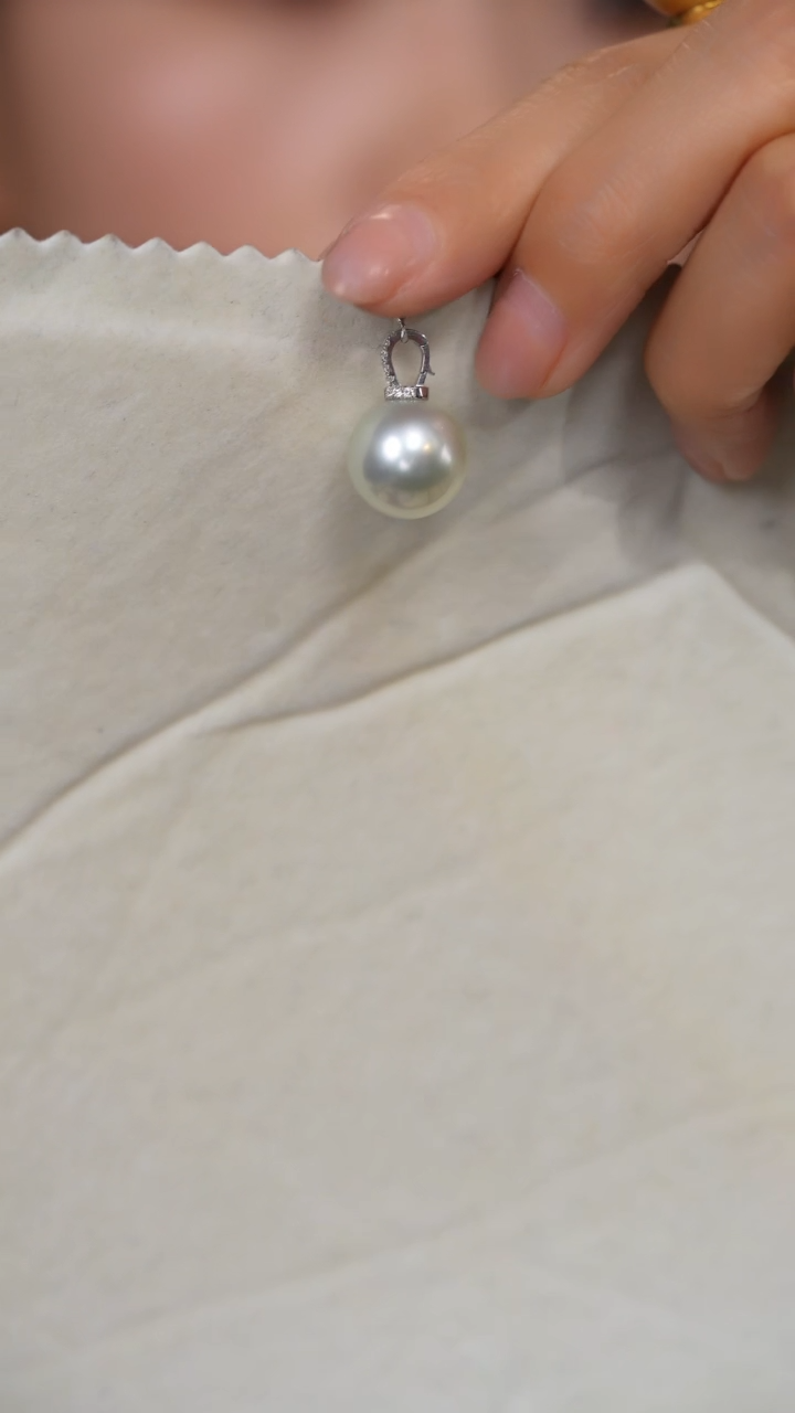 【闪购商品】海水珍珠吊坠(不含链)18K金镶嵌澳灰13-14mm