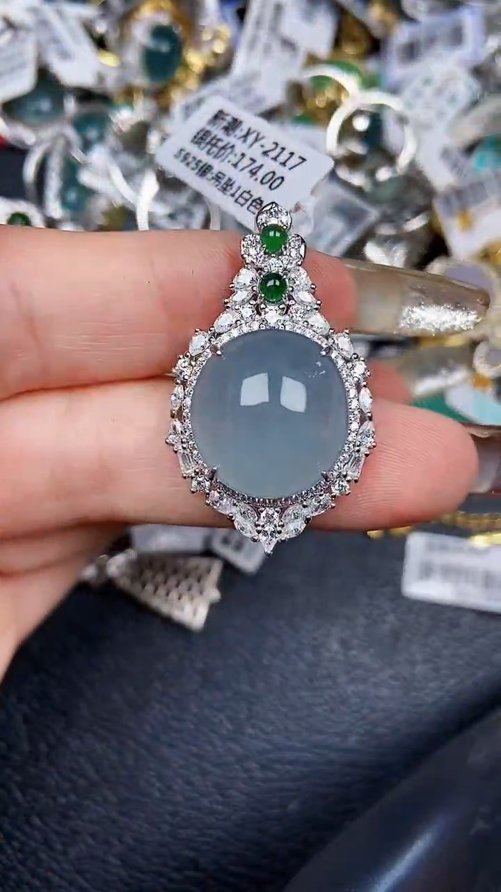 颈饰银S925镶嵌翡翠2465