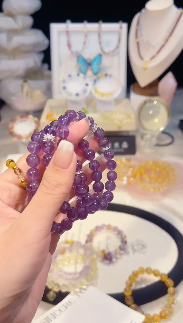 未镶嵌手串水晶单圈紫兔毛