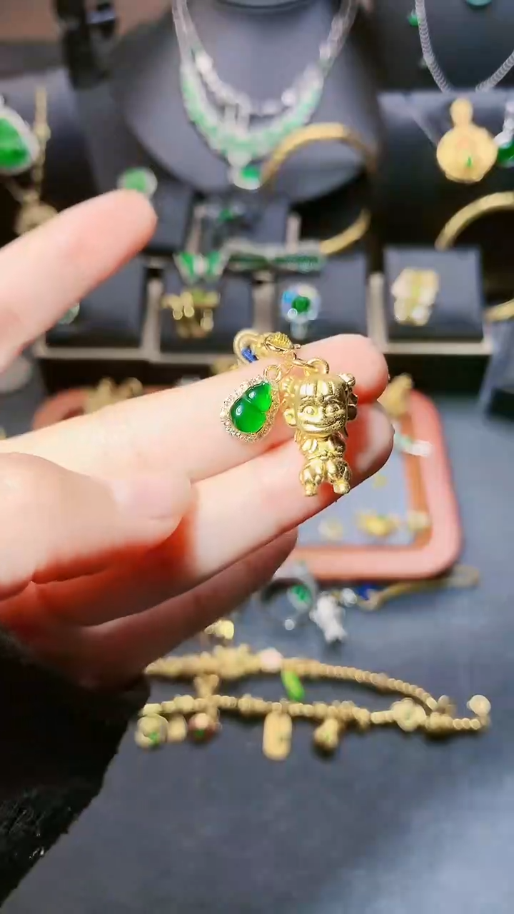 翡翠银S925镶嵌吊坠(不含链)小提留