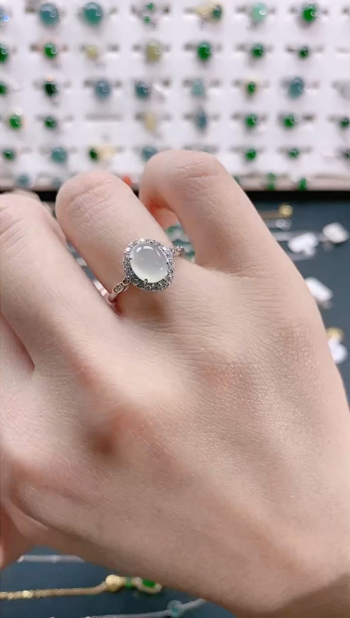 【闪购商品】翡翠戒指银S925镶嵌天然翡翠