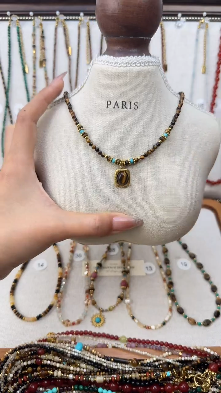 项链钛钢石英质玉方虎