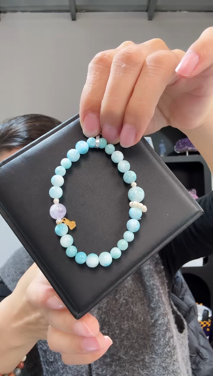 未镶嵌针钠钙石（海纹石）手链优0206 约6-7mm