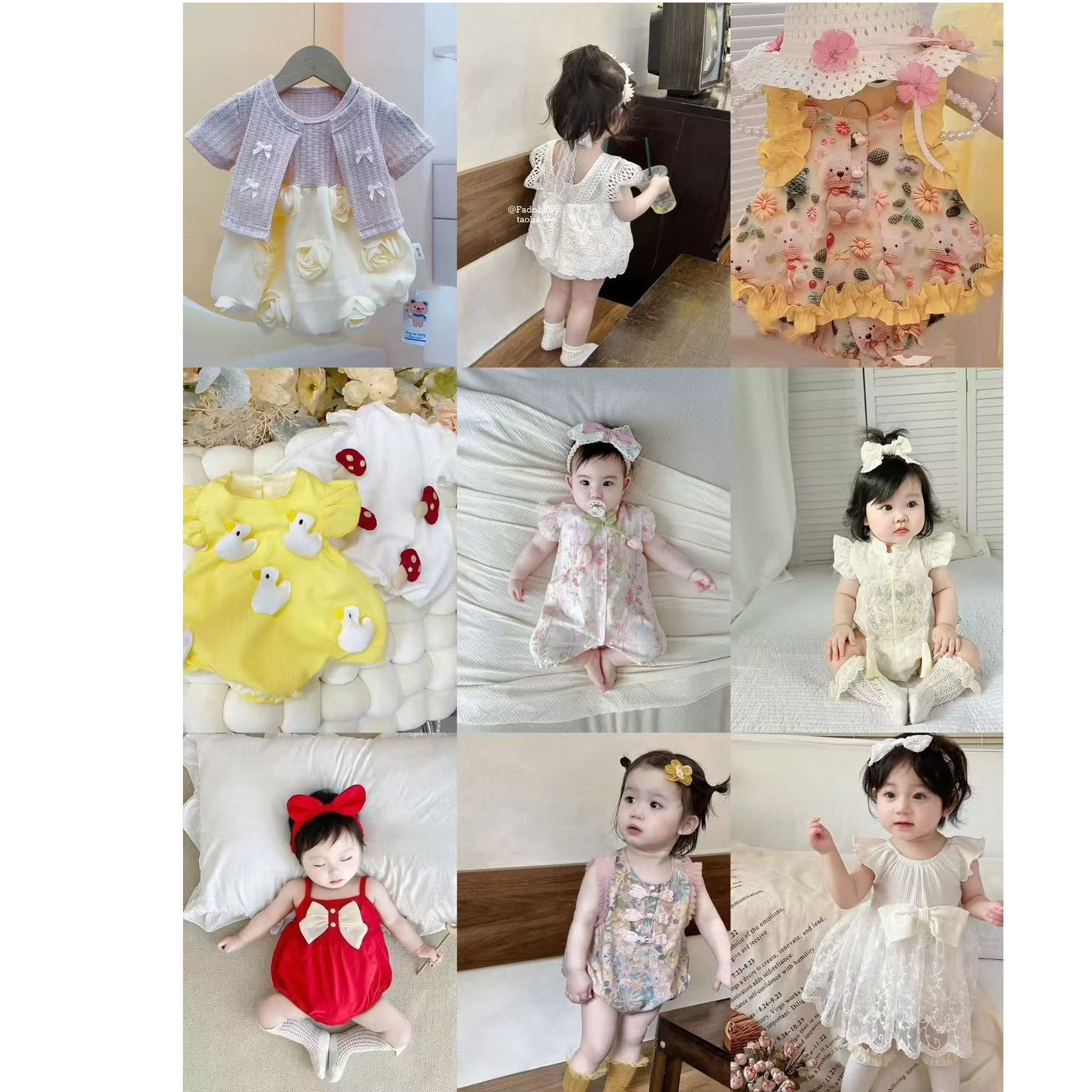 婴儿夏季薄款包屁裙满月周岁百天礼服公主风国风爬服连体哈衣