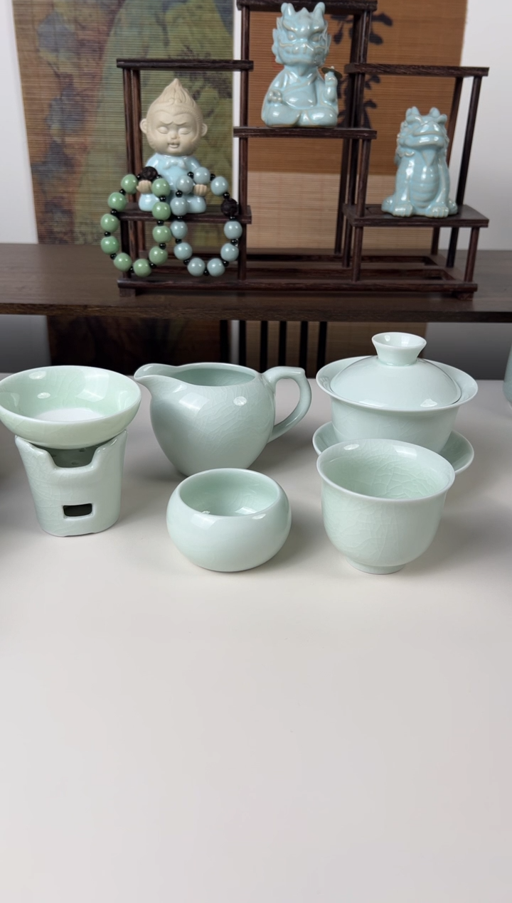 【闪购商品】杯珑匠玉青玉兰盖碗套装