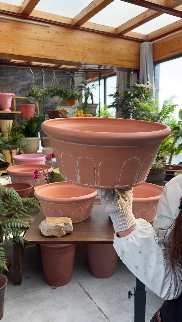 30*13/AAC30【三只装】粉色刷白外贸尾单小花盆