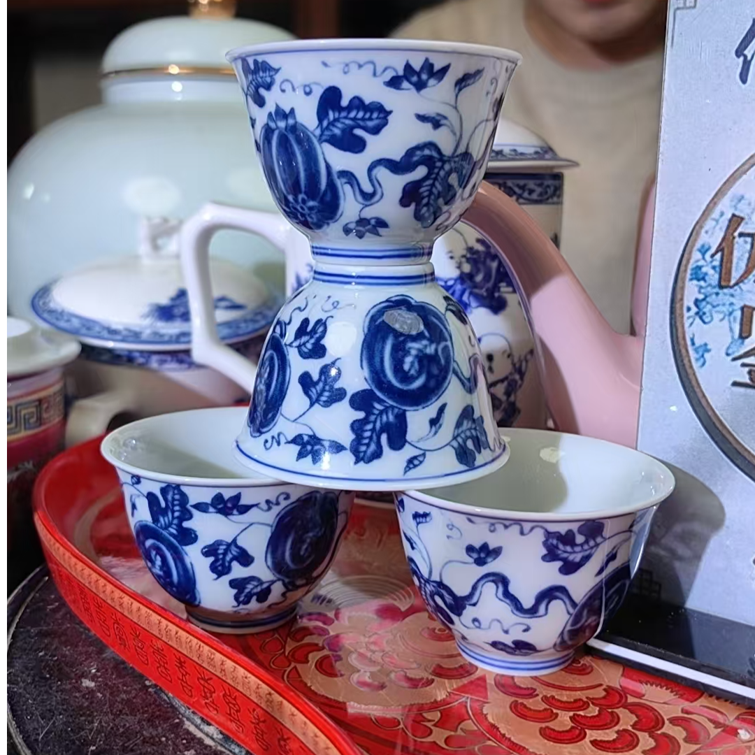 仿古瓷 A575景德镇制陶瓷主人杯4件