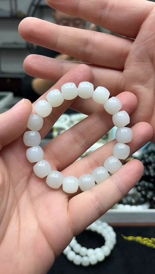 未镶嵌手串和田玉纯天然新疆且末金山料白玉12