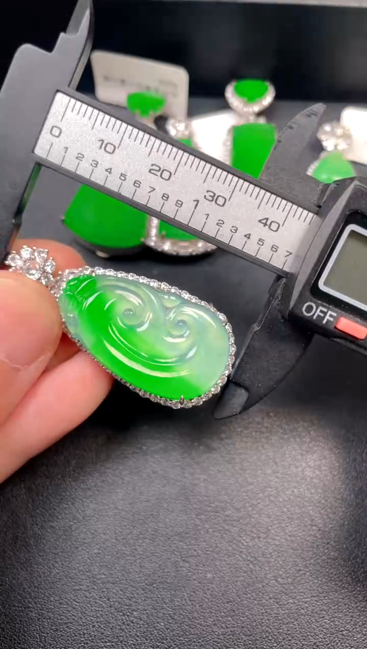 吊坠(不含链)银S925镶嵌翡翠吊坠