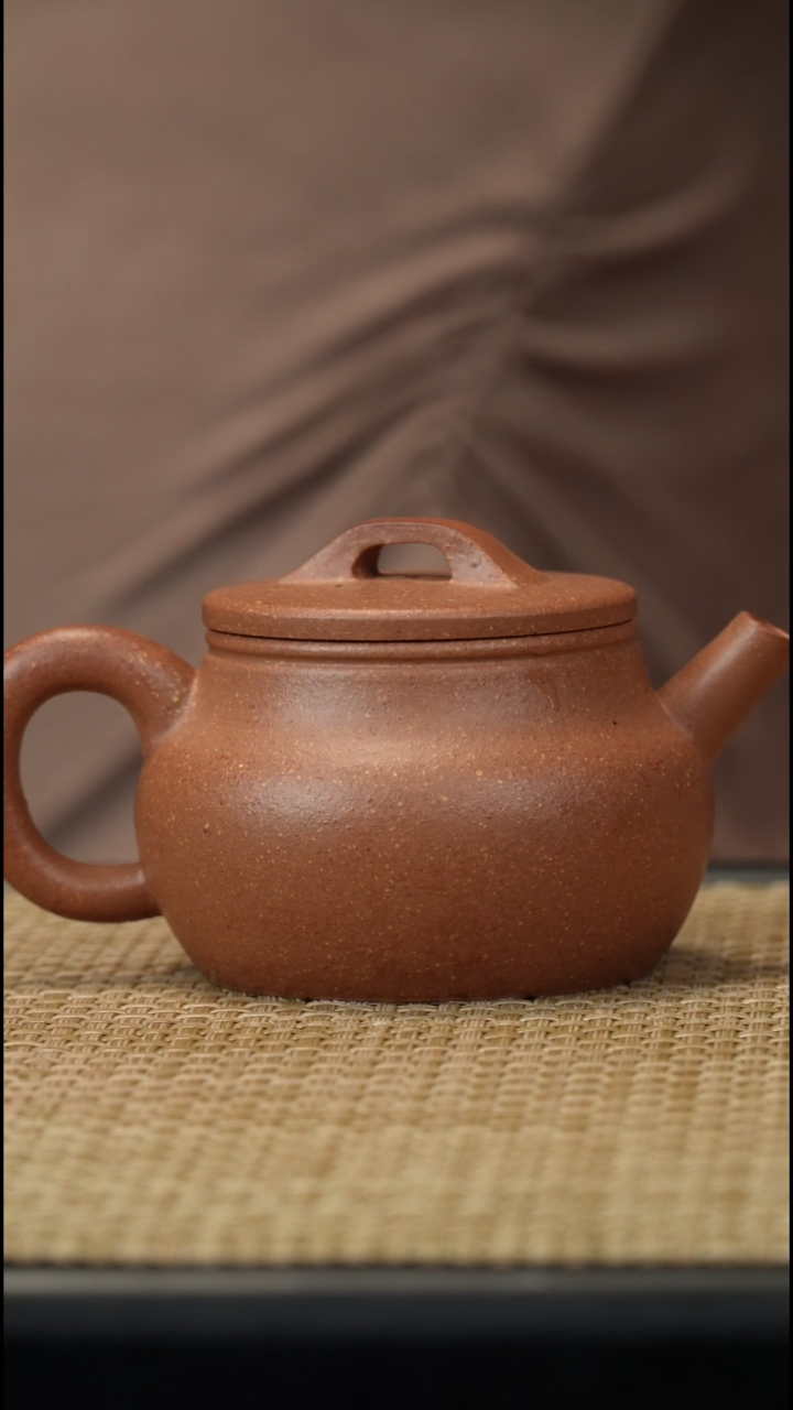 茶壶紫砂红降坡汉古封釉150c