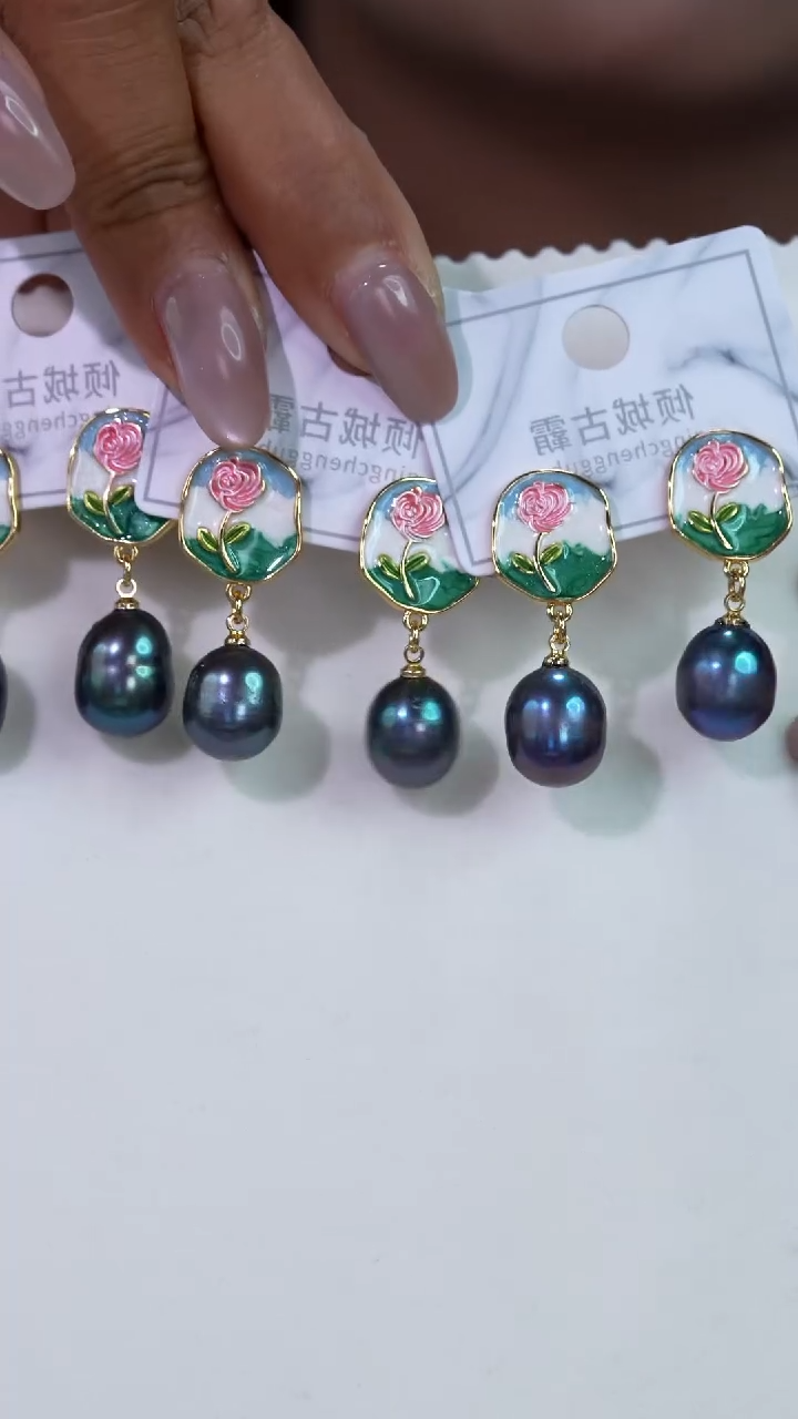 银S925镶嵌淡水珍珠耳饰33多样性发货 发其一