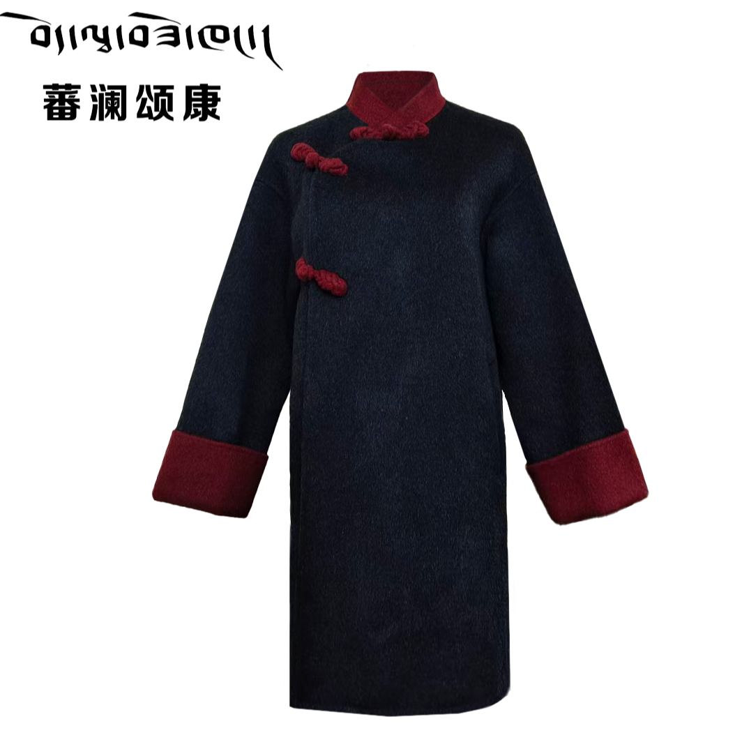蕃澜颂康BholaSoKhang【经典优雅】秋冬100%羊毛中长款斜襟外套
