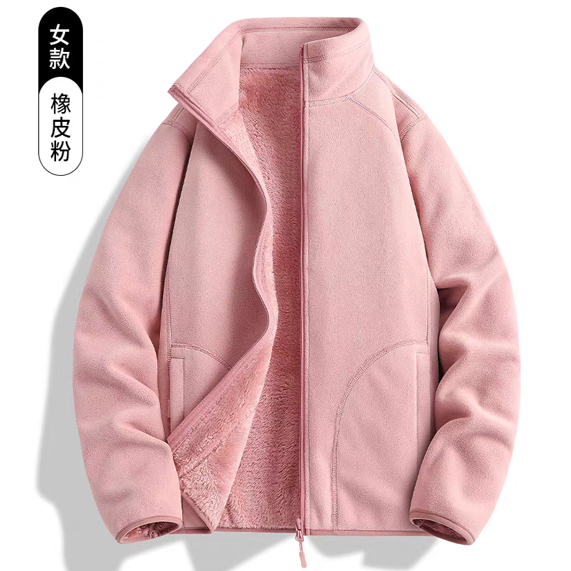 【奥粒绒升级版】女款加绒加厚保暖抓绒衣适合秋冬季穿着厚外套