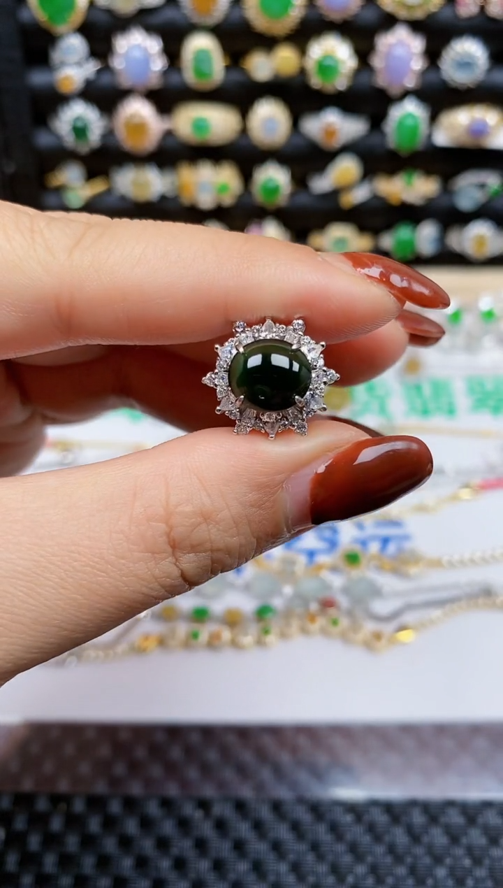 银S925镶嵌戒指翡翠202