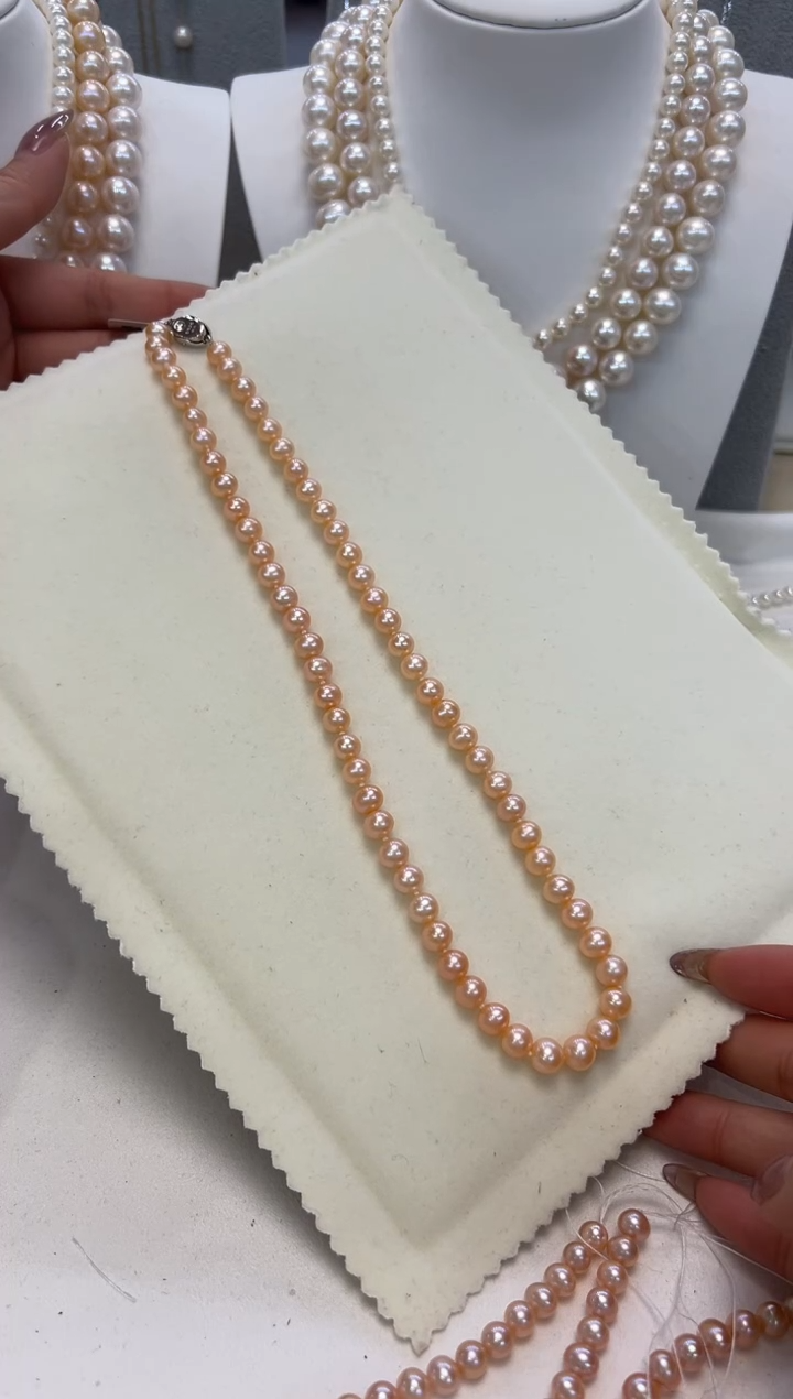 【闪购商品】淡水珍珠颈饰银S925镶嵌6.5-7.5无核彩珠多样性发一件