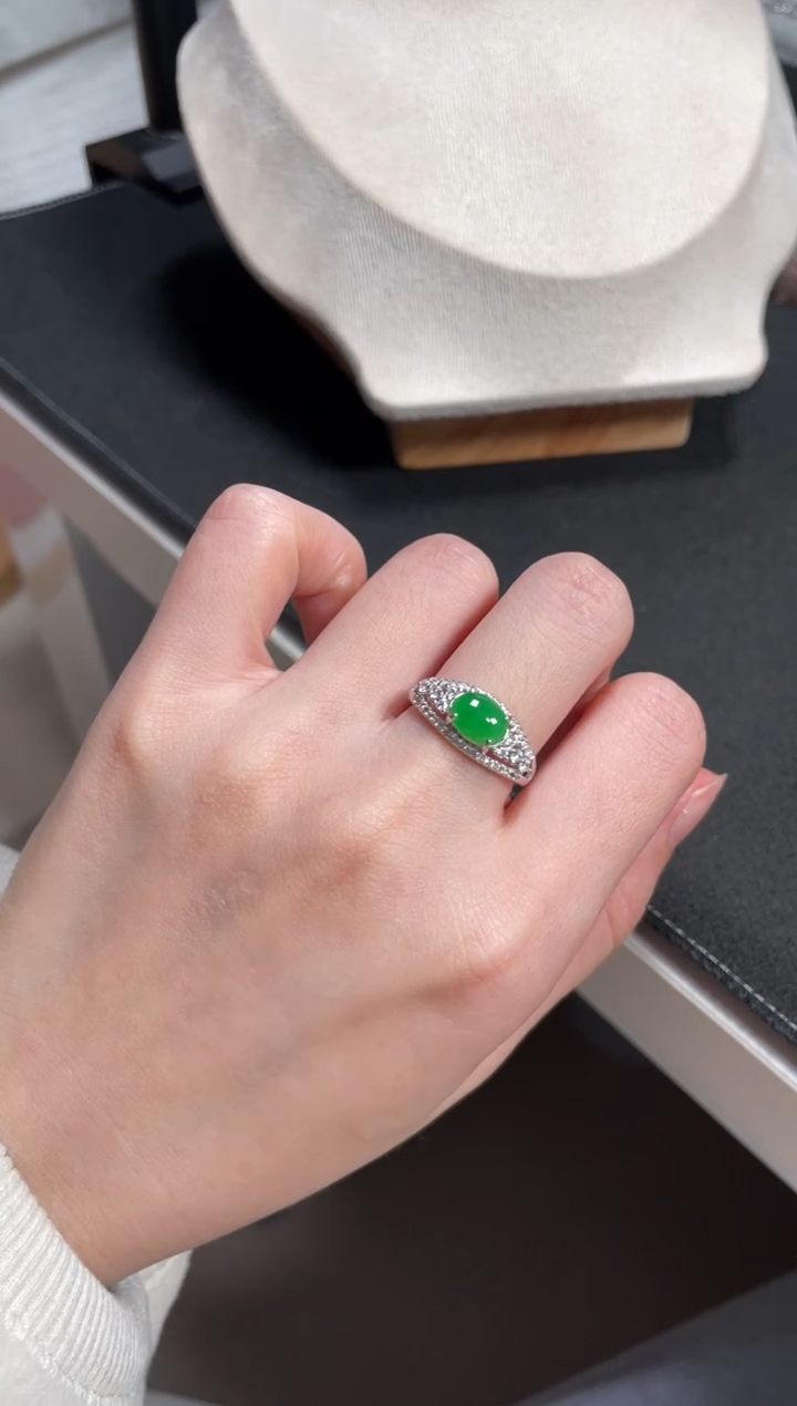 【闪购商品】翡翠戒指银S925镶嵌翡翠