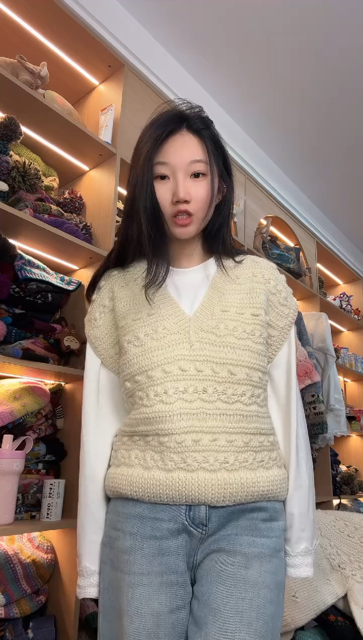 羊毛美利奴白色马甲398